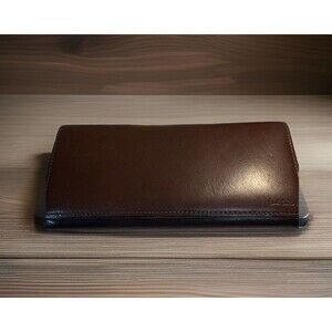 Paul Smith Mens Brown Leather Long Wallet Royal Blue Interior British Luxury GUC